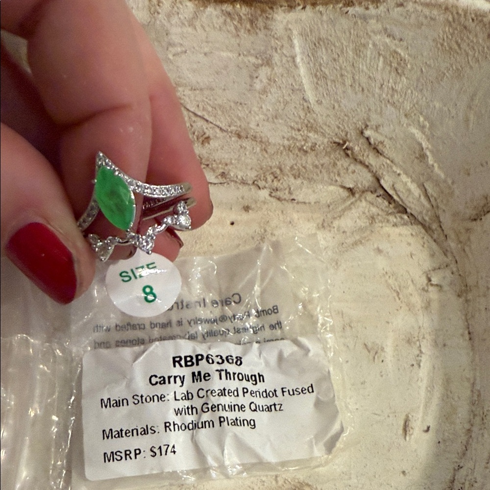 RBP6368 Silver and Green Ring